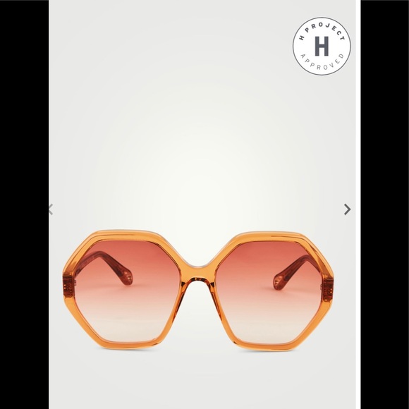 Chloe Accessories - CHLOÉ Esther Octagonal Sunglasses on transparent peach, orange gradient